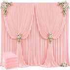 20ft x 12ft Blush Pink Backdrop Curtains Wrinkle Free Backdrop Curtain for Wedding Parties Pink Fabric Backdrops Drapes Back Drop Cloth Bridal Shower Stage Curtains Wedding Decorations for Reception by Tao-GePartyDecorations