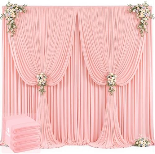 20ft x 12ft Blush Pink Backdrop Curtains Wrinkle Free Backdrop Curtain for Wedding Parties Pink Fabric Backdrops Drapes Back Drop Cloth Bridal Shower Stage Curtains Wedding Decorations for Reception by Tao-GePartyDecorations