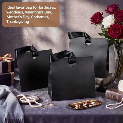 Feifeiya 30 Pcs Medium Black Gift Bags with Ribbon Handle - Image 4