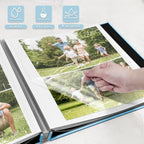 Large Photo Album Self Adhesive, DIY Scrapbook Album for 600 Photos, 13"x12.6" 120 Pages Light Blue Linen Cover Memory Book - Image 4
