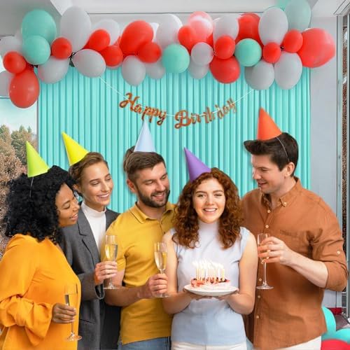 10 x 10 Feet Blue-Green Backdrop Curtain for Partie, Background Curtains for Photoshoot, Birthday, Wedding, Halloween, Thanksgiving, Christmas Day, New Year Party Decorations 5Ft x 10Ft, 2 Panels - Image 4