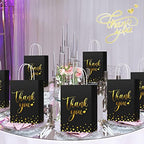 Tinlade 100 Pcs Thank You Gift Bags Bulk Paper Gold Thank You Wedding Bags with Handle for Business, Shopping, Wedding, Baby Shower, Party Favors (Black) - Image 4