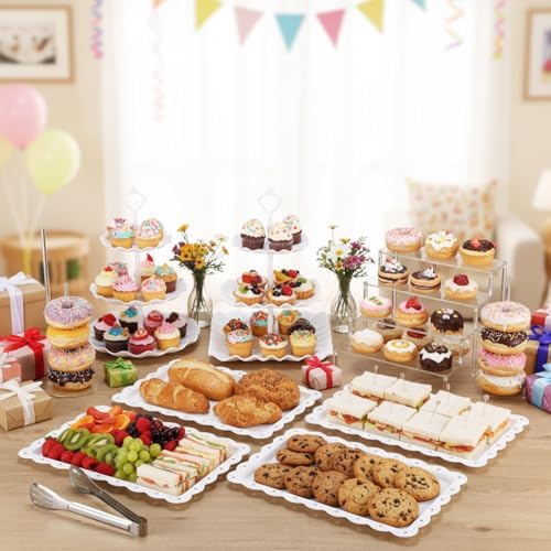 LemonRoad 19 Pcs Cupcake Stand Holder Dessert Table Display,White and White - Image 5