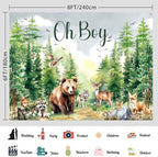 Woodland Animals Baby Shower Decoration Backdrop Oh Boy Banner 8x6ft - Image 3