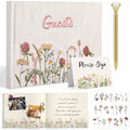 Ctosree Wildflower Baby Shower Guest Book with Pen,Pink Brown,8.3 * 6 Inch by Ctosree