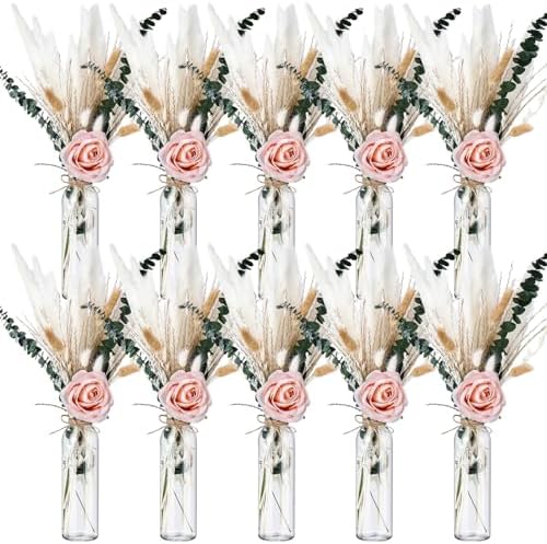 Qinyoung 10 Set Dried Pampas Grass Table Centerpiece for Wedding, Pink by Qinyoung
