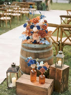 Serwalin Burnt Orange & Navy Artificial Flowers,Fall Flowers for Wedding - Image 6