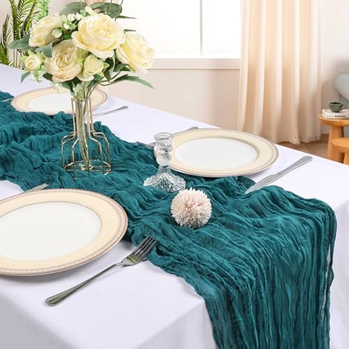 12 Pack 10Ft Teal Cheesecloth Table Runner 23 x 120 Inch - Image 2
