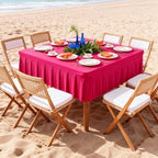 2 Pack Hot Pink Spandex Tablecloths for 34x34 Inch Square Tables, Stretch Fitted Table Clothes with Pleated Ruffle Skirt for 34” Table, Wrinkle Free and Elastic, for Party Kitchen Home Dining - Image 5