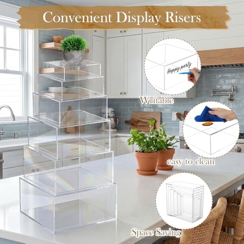Geelin 6 Pcs Acrylic Risers Cube Stands, Clear, 7 to 12 Inch, Square - Image 3