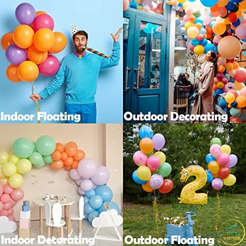AFTERLOON® Biodegradable Balloons 100 pcs Pastel Assorted 12 Inch, Natural Rubber Latex Plastic-Free Alternative Matte Color Durable Thickened Extra Strong Helium Float, for Wedding Decor Rainbow - Image 5