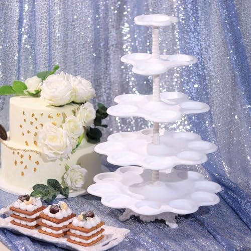 Efavormart 5-Tier Scallop Edge Cupcake Stand High Capacity 27-Cupcake Holder Tower for Party Hosting & Large Buffets - 18" Tall by efavormart