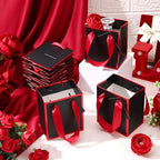 Yeaqee 100 Pcs Mini Paper Gift Bags with Handles Tag, Black, Red - Image 4