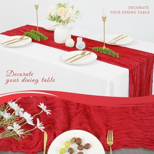 20 Pack Cheesecloth Table Runner 17 x 108 Inch, Red - Image 5