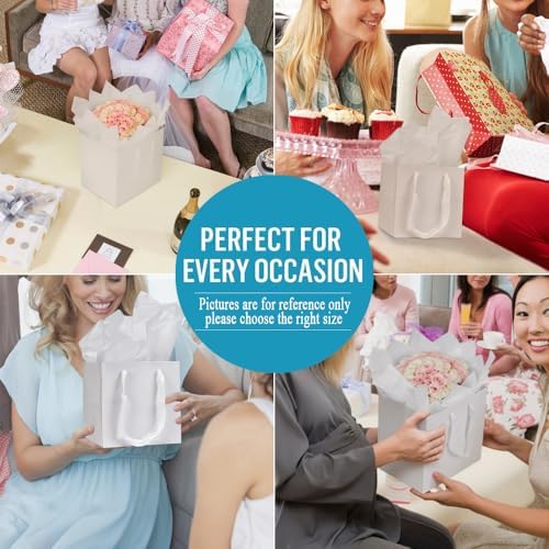 Aosric White Square Gift Bags with Tissue Paper, 24 Pack 8x8x8 Inch - Image 7