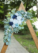 Artificial Dusty Blue Wedding Arch Flower Swags Set of 2 for Welcome Signs Floral and Wedding Reception Ceremony Decorations, White Flowers Decor - Image 6