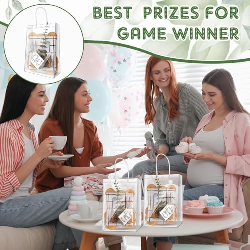43 Pcs Baby Shower Game Prizes for Winners 6 Sets Baby Shower Prizes Wedding Bridal Favor with Bamboo Bear Shape Cheese Board Oak Cutlery Placemats Artificial Eucalyptus Stems Tags Bags - Image 3