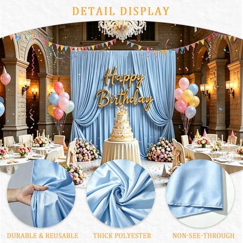 Gallety Baby Blue Backdrop Curtain for Wedding, Polyester Photography Backdrops Curtains - 20FT x 10FT Photobooth Backdrop Curtains for Celebration,Birthday, Formal Dinners,Graduation Decorations - Image 3