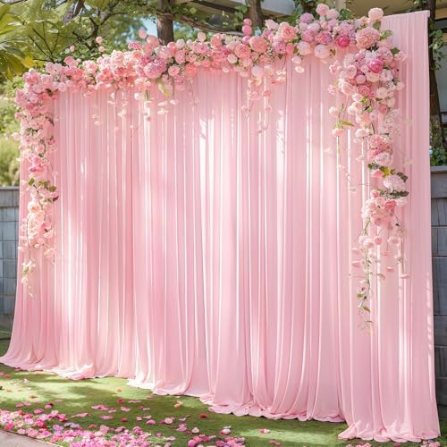 10x10ft Pink Backdrop Curtain Panels for Parties - Wrinkle Free Polyester Photo Curtain Backdrop Wedding Back Drop Fabric Drapes for Party Decorations Background for Photography - Image 4
