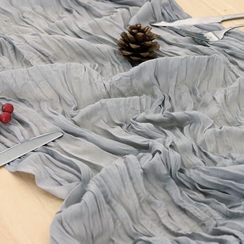8 Pack Grey Cheesecloth Table Runner 120 Inch Boho Wedding Decor - Image 6
