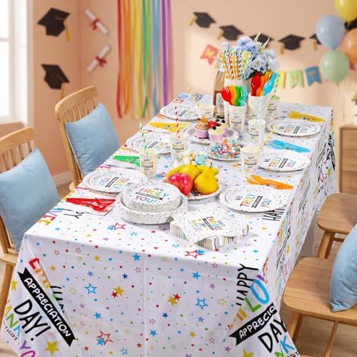 LemonRoad 452 Pcs Employee Appreciation Decoration for 50, Employee Teacher Appreciation Paper Plates Napkins Cups Tablecloth Set for Administrative Professional Day Thank You Staff Nurse Party Supply - Image 6