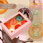 KPOSIYA 65 PCS 8x6x2.5 Inch Cookie Boxes with Window Pink Bakery Boxes Pastry Boxes for Gift Giving, Treat, Dessert, Cupcakes, Chocolate, Strawberries, Donuts, Muffins (5 Style Windows) - Image 3