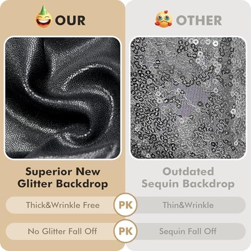 10ftx10ft Shimmer Black Sequin Backdrop Curtain for Parties, Thick Wrinkle Free Glitter Backdrop Drapes Photo Back Drop Curtains for Birthday Wedding Halloween Photography Background-2 Panels 5x10ft - Image 2
