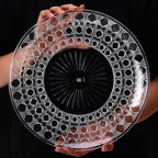 10 Pcs Round Plastic Serving Platters Bulk Clear Plastic Tray Acrylic Crystal Flan Plates Diamond Embossed Dinnerware for Party Food Cake Cookie Fruits Birthday Wedding Supplies(13.8 Inch) - Image 3