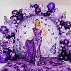 Bezente Purple Latex Balloons Kit, 60pcs 12 inch Dark Purple Metallic Chrome Confetti Lavender Lilac Balloons and Electric Balloon Pump Multiple - Image 4