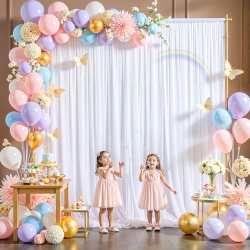 White Tulle Backdrop Curtain for Parties Wedding,5ft x 10ft Wrinkle Free Curtain Backdrop,2 Layer Drapes for Backdrop,Polyester Wedding Back Drop for Bridal Shower Birthday Baby Shower Photography - Image 4