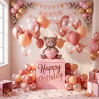 28in Extra Large Birthday Gift Box with Big Bear Foil Balloon and 12in Rose Gold Balloon Set Jumbo Giant Gift Box Decoration Kit with Happy Birthday Stickers - Image 4
