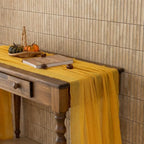 6Pcs Fall Golden Cheesecloth Table Runner 120 Inch Party Home Decor - Image 5