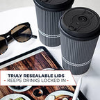 Disposable Coffee Cups With Lids - 12 oz To Go Coffee Cup With Lid (80 Set). Durable Togo Travel Paper Hot Cups Insulated For Hot and Cold Beverage Drinks, No Sleeves Needed (Dusk Grey) - Image 5