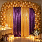 ShinyBeauty Sequin Backdrop Curtains 4 Panels 8ft Gold Purple - Image 3