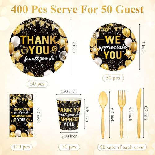 Funnymoom 400 Pcs We Appreciate You Party Supplies for 50 Guests - Image 2