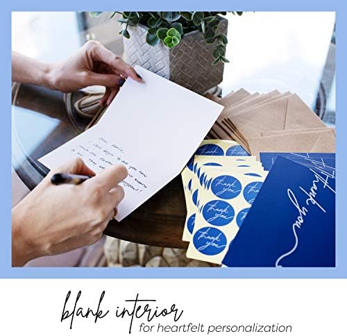 Durabasics 120 Heavyweight Blank Thank You Cards with Envelopes & Stickers, Premium Thank You Notes with Envelopes Set, Bulk, Classic Navy Blue Bulk Pack (4 x 6 Inches) (120 Pack) - Image 4
