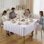 Wish Care 2 Pack White Spandex Tablecloths for 54x54 Inch Square Tables, Stretch Fitted Table Clothes with Pleated Ruffle Skirt for 54” Table, Wrinkle Free and Elastic, for Party Kitchen Home Dining - Image 4