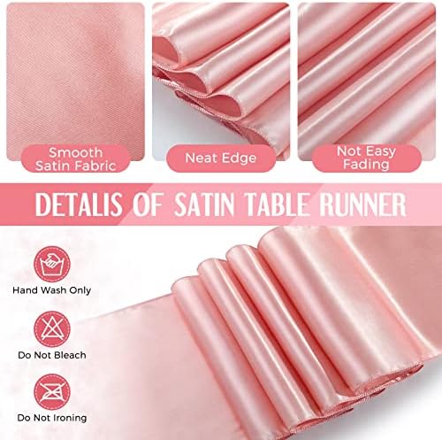 Breling 24 Pack White and Rose Gold Tablecloths and Satin Table Runner Set - Image 4