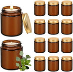 12 Pack 8 oz Eucalyptus Mint Scented Soy Candles, Bulk Glass Jar Candles, Aromatherapy Candles for Home, Office, Wedding, Party & Gifts by Veiuwa