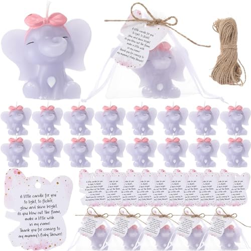 Conelist 25 Set Baby Shower Candles Favors Elephant for Guests, Pink by Conelist