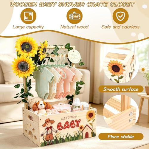 Wooden Baby Shower Crate Closet, Baby Shower Gift Basket for Newborn Gifts - Image 6