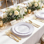DaYammi 150Pcs White Plastic Plates & Gold Plastic Silverware Set for Party - Image 4