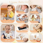Baby Gift Set for Newborn - 11PCS Baby Shower Gifts Basket with Baby Blanket Baby Rattle, Wooden Keepsake Milestone Elephant Toy Decision Coin & Baby Bibs Socks Essentials for Baby Girls Boys - Image 2