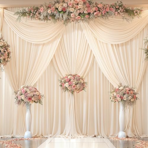 40x10FT Champagne Backdrop Curtains for Wedding Parties, Wrinkle Free Polyester Photography Backdrop Drapes for Wedding Baby Shower Birthday Parties Stage Background Stand Decorations 4x10ft,10 Panels - Image 6