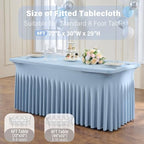 4 Pack Dusty Blue Spandex Tablecloths for 6 Foot Rectangle Tables, Wrinkle Free Stretchy Table Cloths 6ft Fitted Table Cover DeskSkirt for Weddings Birthday Party Banquet Baby Shower - Image 5