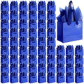 Qilery 50 Pcs Wedding Paper Gift Bags Bulk with Tissue Paper Small Gift Bags with Handle and Tags for Birthday Wedding 4th of July Party Business(Dark Blue,4.7 x 2.4 x 3.9'') by Qilery