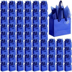 Qilery 50 Pcs Wedding Paper Gift Bags Bulk with Tissue Paper Small Gift Bags with Handle and Tags for Birthday Wedding 4th of July Party Business(Dark Blue,4.7 x 2.4 x 3.9'') by Qilery