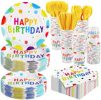 Kochorie 400 Pieces Happy Birthday Party Decorations Including Disposable Paper Plates Cups Napkins Tableware Sets Serves 50 for Birthday Party Supplies by Kochorie