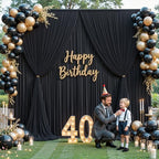 Black Tulle Backdrop Curtain for Parties Wedding,10ft x 10ft Wrinkle Free Curtain Backdrop,2 Layer Drapes for Backdrop,Polyester Wedding Back Drop for Bridal Shower Birthday Baby Shower Photography - Image 2