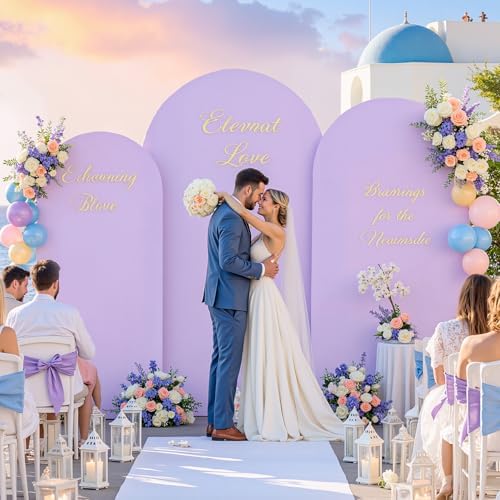 Lavender Arch Backdrop Cover 7.2ft 6.6ft 6ft Arch Cover Set of 3 Arch Covers Stretchy Backdrop for Wedding Party Baby Shower Birthday Photography Spandex Arch Stand Covers Backdrop Curtains Decor - Image 3